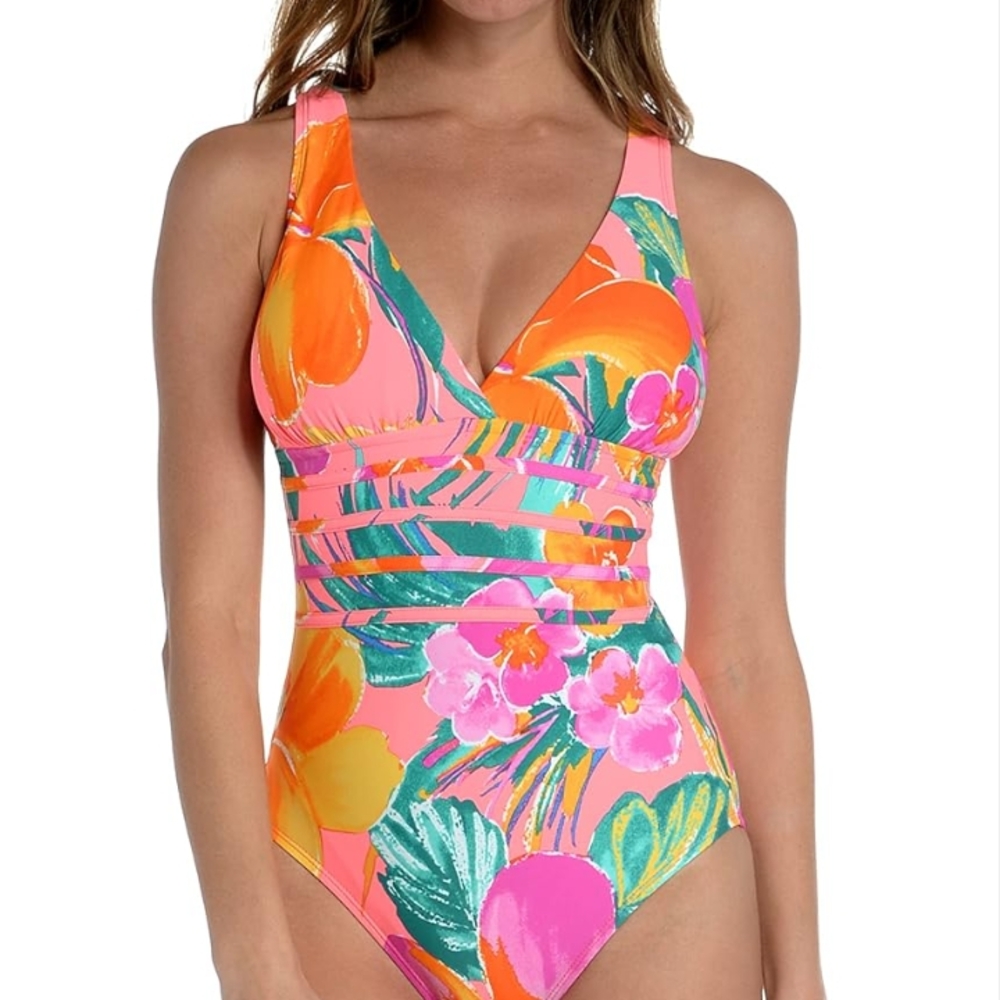 Tropical Pink and Orange One-Piece Swimsuit